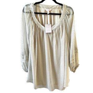 𝐋𝐂 𝐋𝐀𝐔𝐑𝐄𝐍 𝐂𝐎𝐍𝐑𝐀𝐃 | NWT POLKA DOT PEASANT SLEEVE SHEER TOP